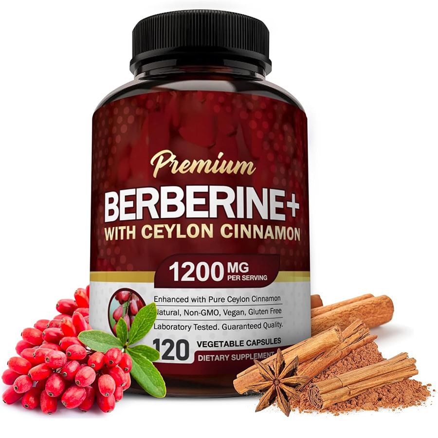 Berberină premium cu formula dublă de acțiune a Cinnamonului Ceylon pentru Wellness Metabolic a întregului corp